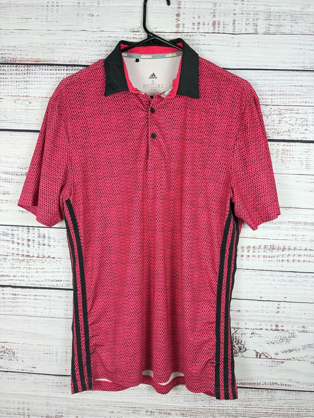Adidas Pink Black Performance Polo Shirt Size S Athletic Golf Tennis